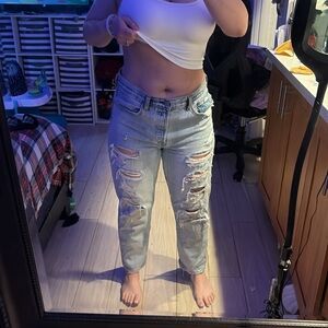 EXTREMELY RARE LEVIS DISTRESSED THRASHED WEDGIE STRAIGHT JEANS